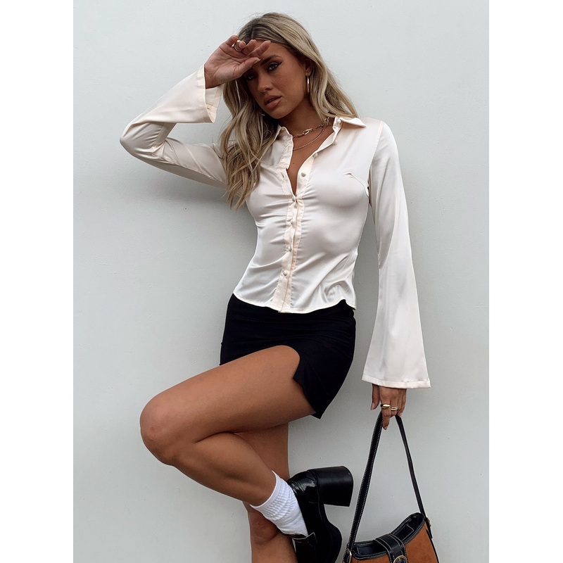 Anni Satin Shirt Cream