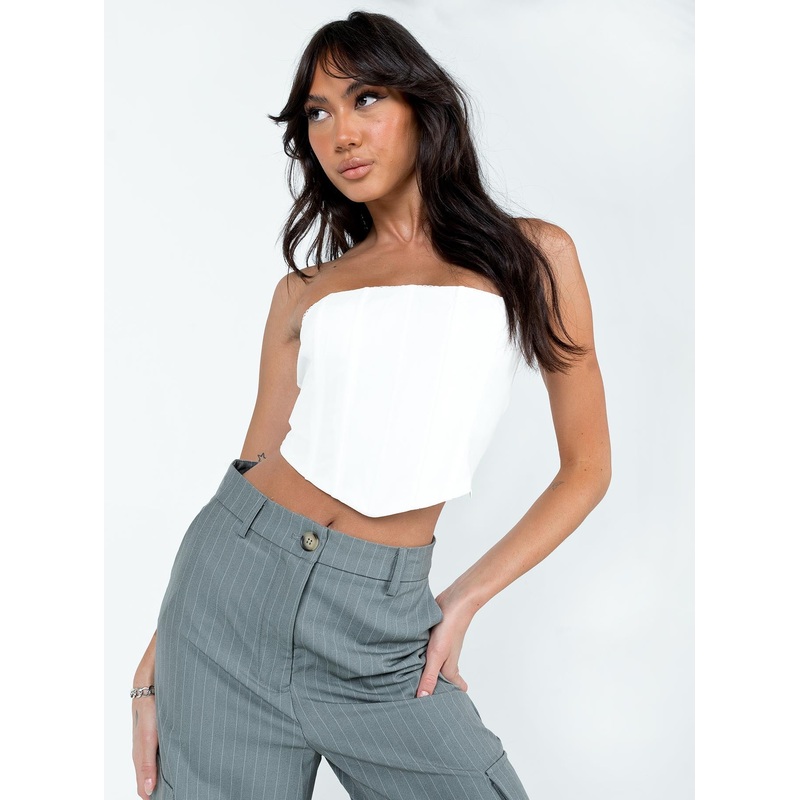 Beverly Strapless Top White