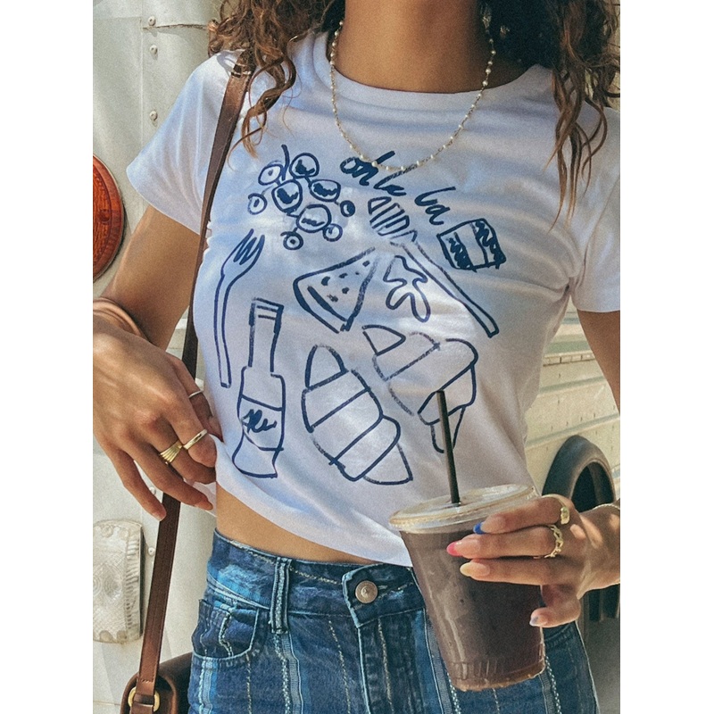 Continental Breakfast Tee White