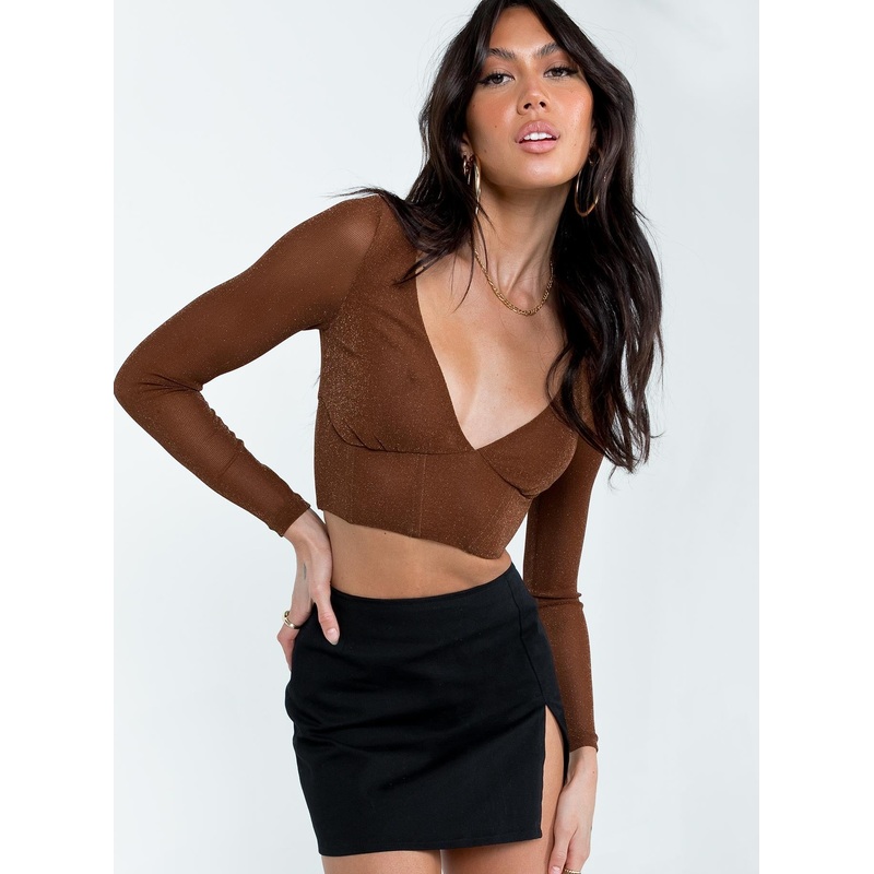 Kamari Long Sleeve Top Brown