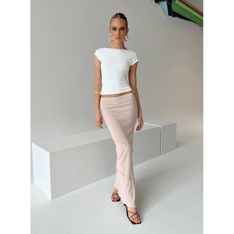 Oscar Split Maxi Skirt Beige