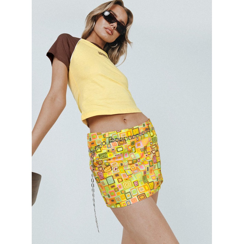 Thinker Skirt Cotton with Chain Belt Multi