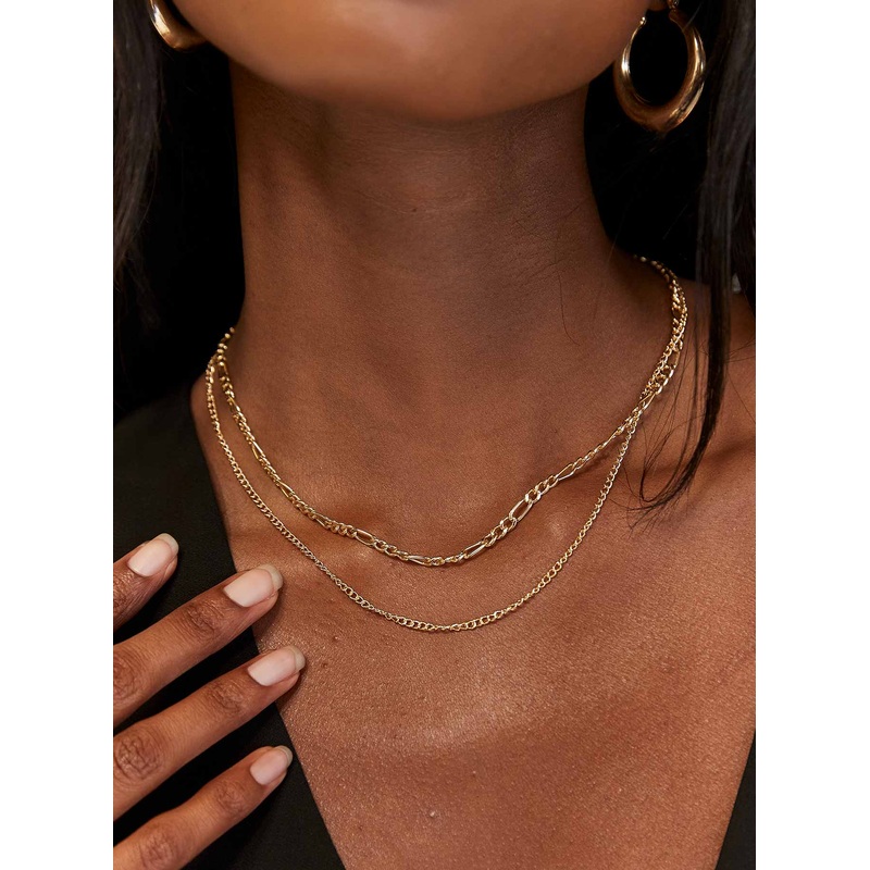 Two Chain Necklace Set Gold