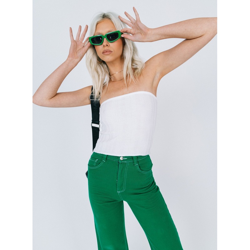 Belle Knit Strapless Top White