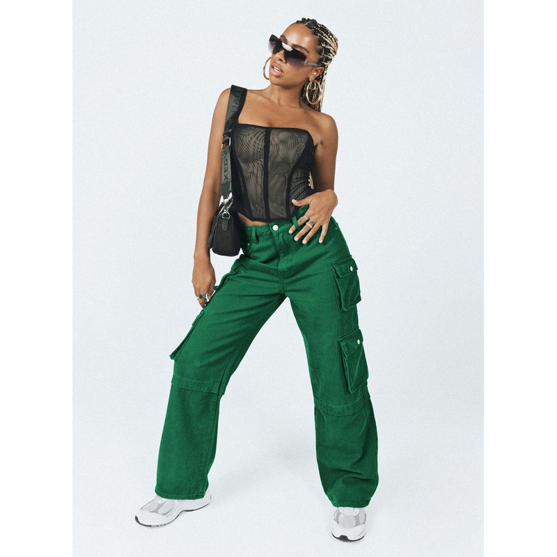Darla Cargo Denim Jeans Green