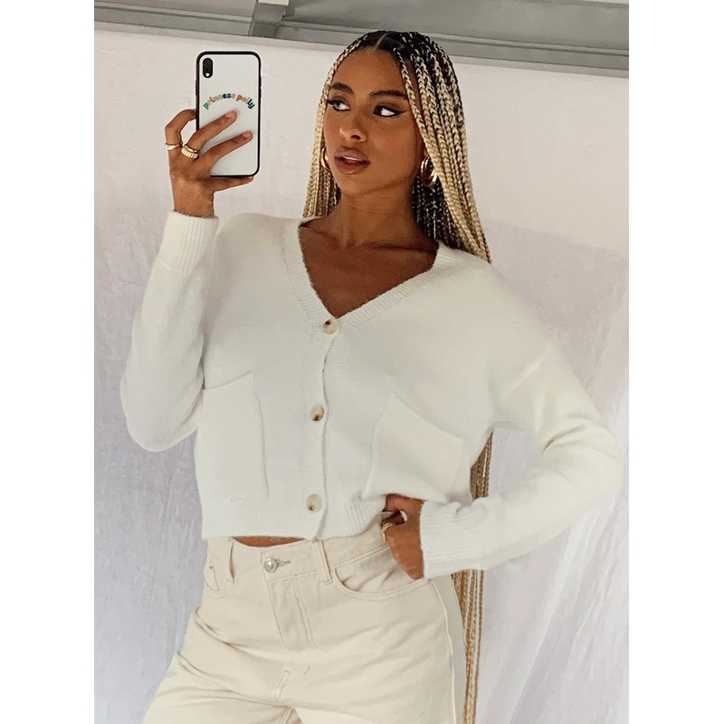Fern Cardigan White