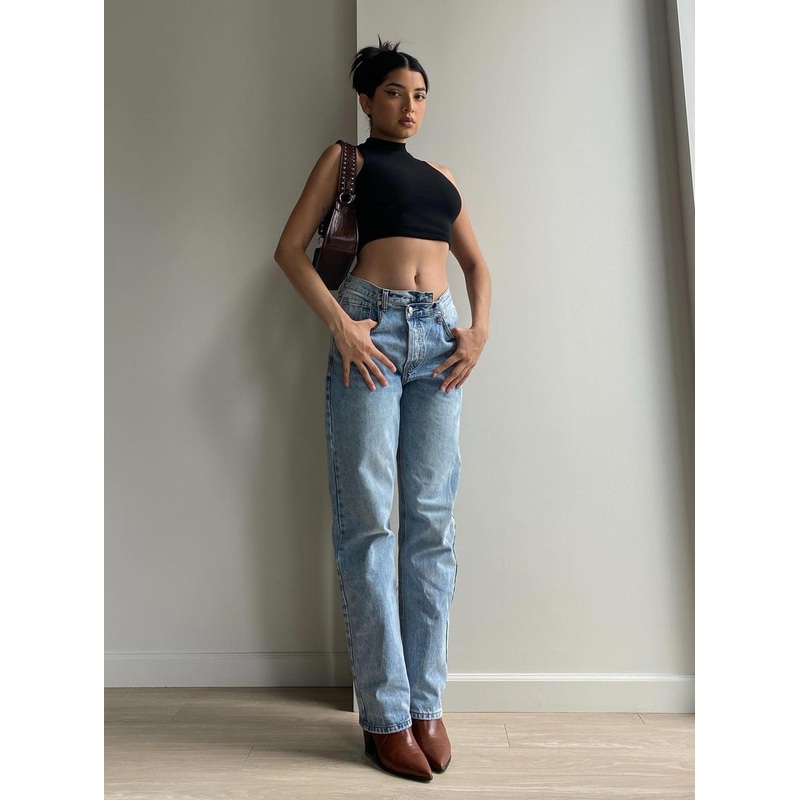 Holly Asymmetric Straight Leg Jean Light Wash Denim Lower Impact