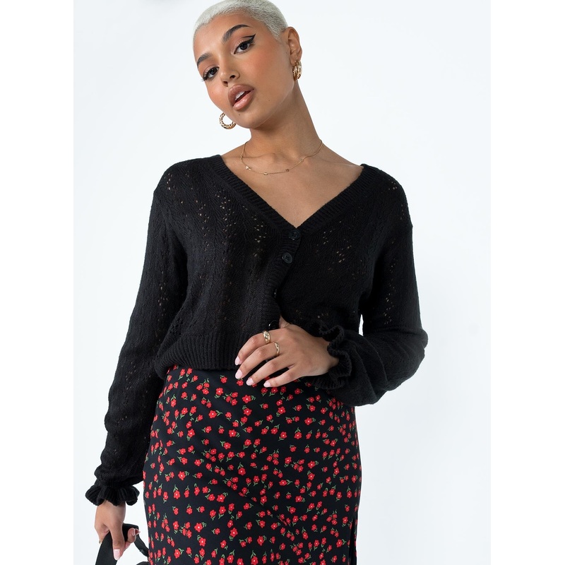 Lyric Cropped Cardigan Black