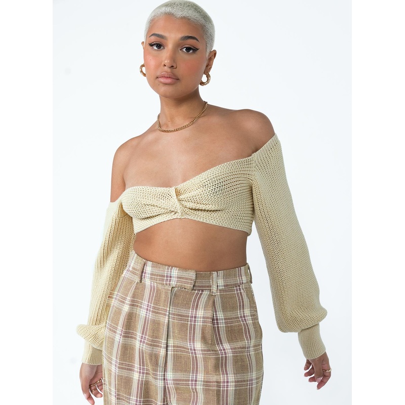 Miller Knot Front Sweater Cream