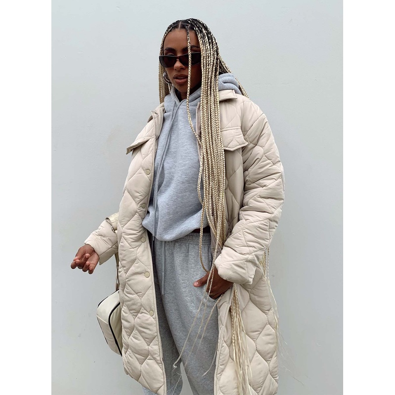 The Bruno Longline Puffer Jacket Beige