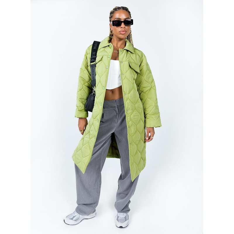 The Bruno Longline Puffer Jacket Green