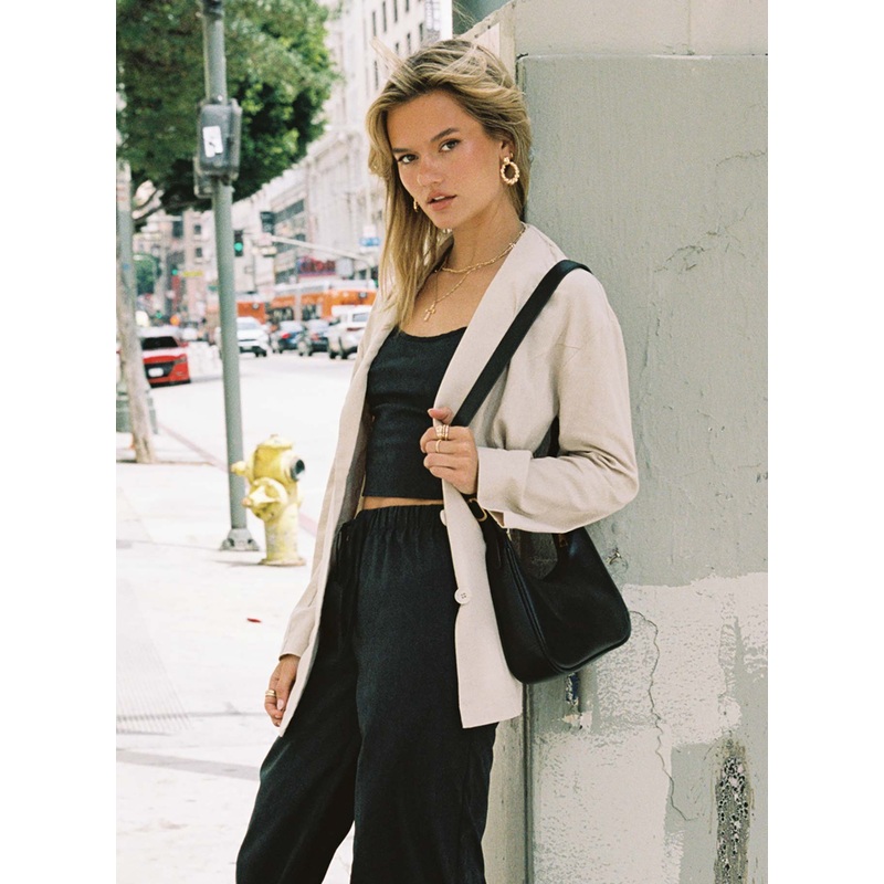 Amber Oversized Linen Blazer Beige