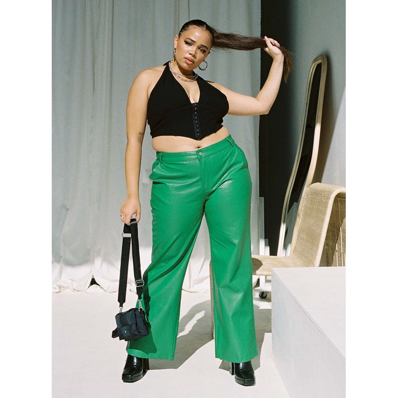Ashlea PU Pants Green Curve