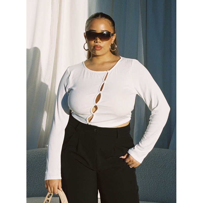 Astrid Long Sleeve Top White Curve