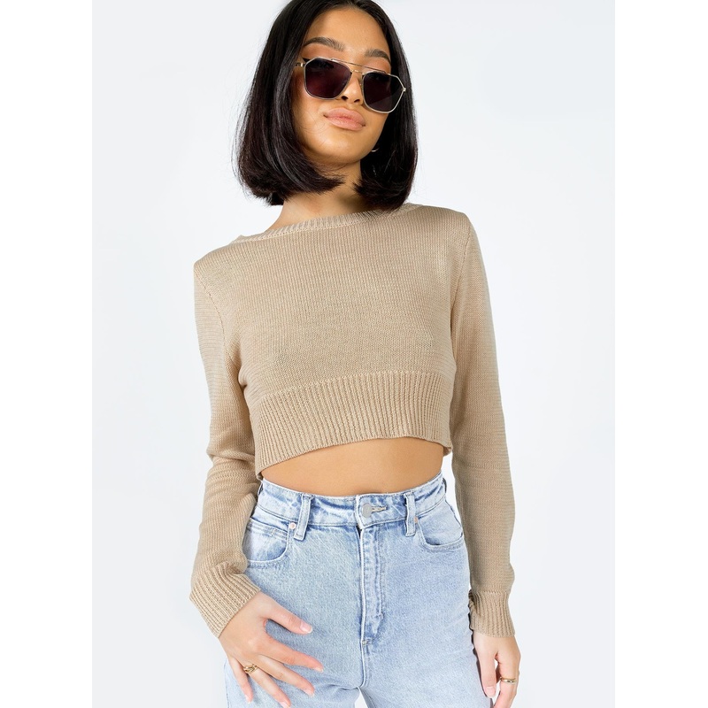 Britta Cropped Sweater Beige