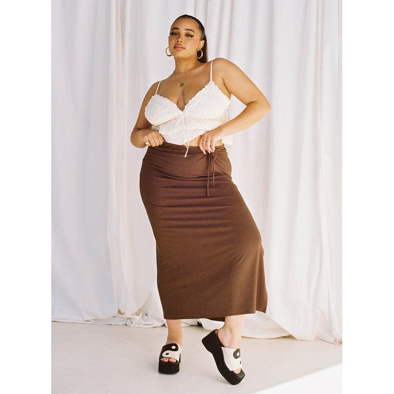 Caroline Midi Skirt Brown Curve