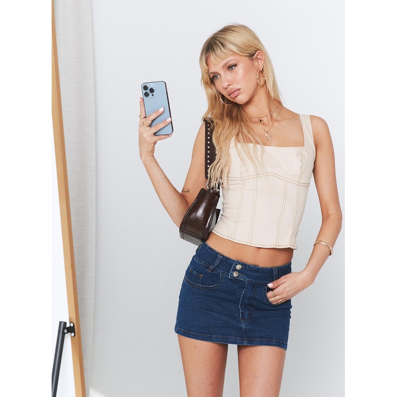 Daphnie Denim Mini Skirt Denim