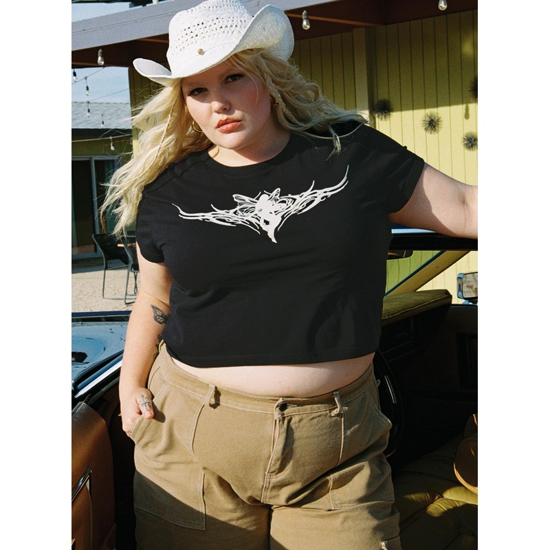 Fairy Wings Shrunken Tee Black Curve
