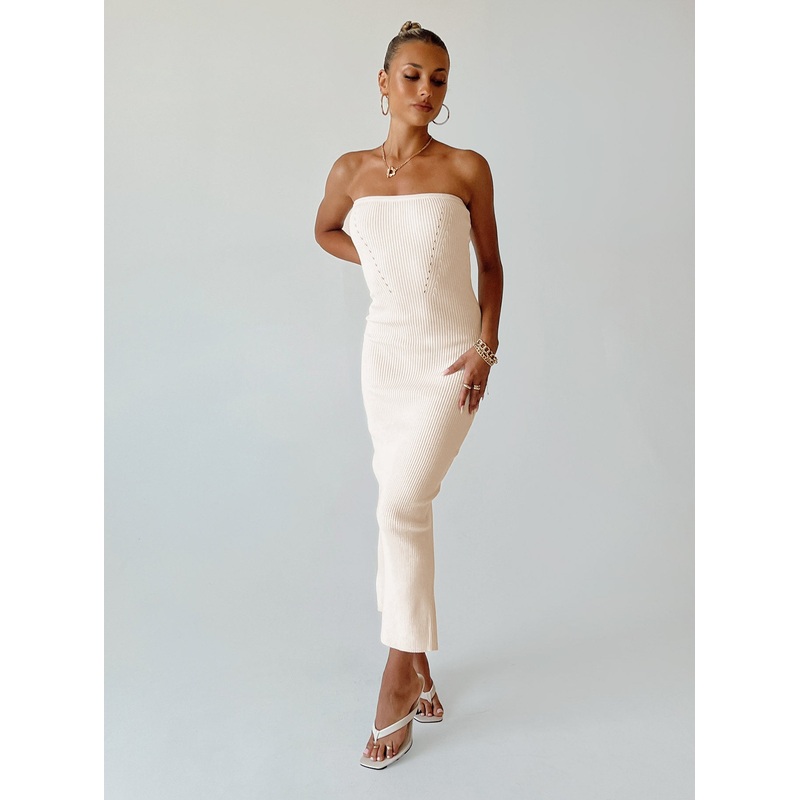 Jayan Strapless Midi Dress White