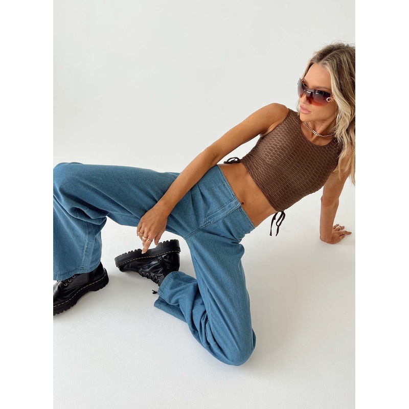 Motel Sedna Trouser Denim Stone Wash Blue