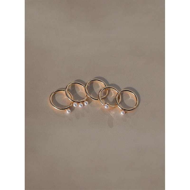 Nagra Pearl Ring Pack Gold / White