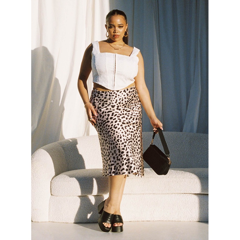Nia Midi Skirt Beige Curve