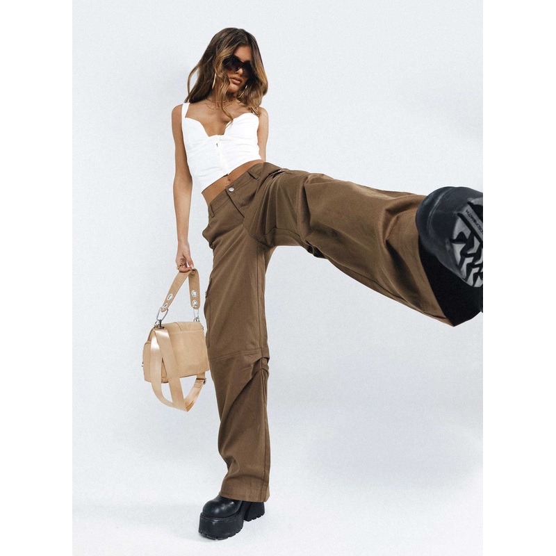 Fallout Mid Rise Cargo Pants Brown