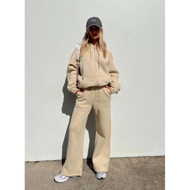 Kaiden Straight Leg Track Pant Beige