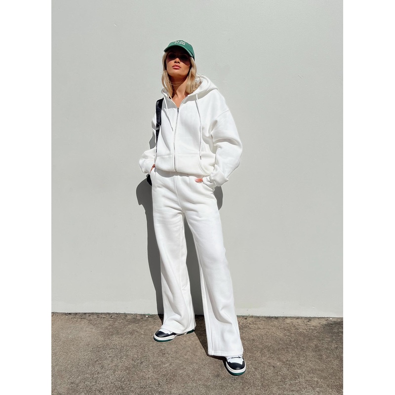 Kaiden Straight Leg Track Pant White