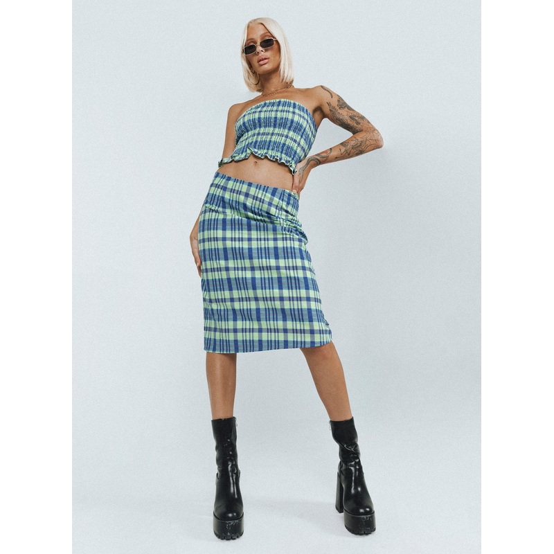 Motel Harriet Skirt Colourpop Check Blue