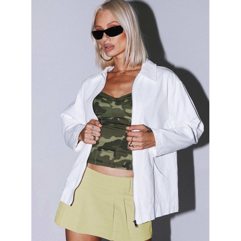 Yasemin Zip Up Jacket White