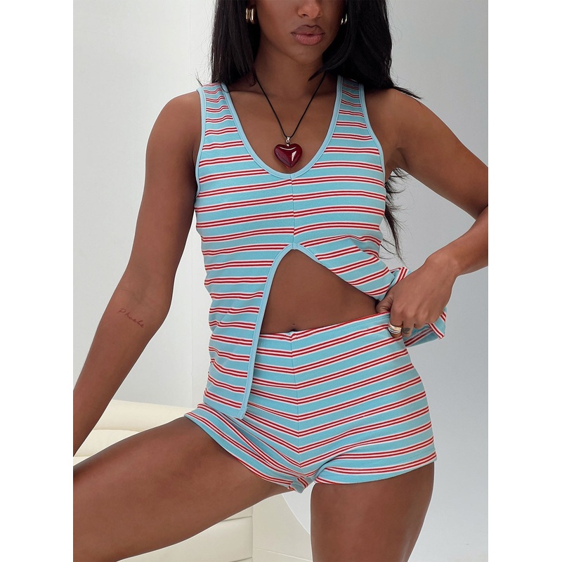 Berries Micro Shorts Blue / Red Stripe