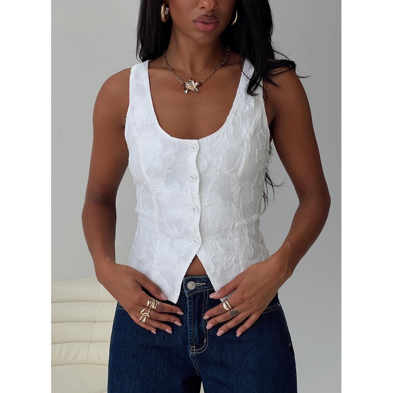 Breathless Embroidered Top White
