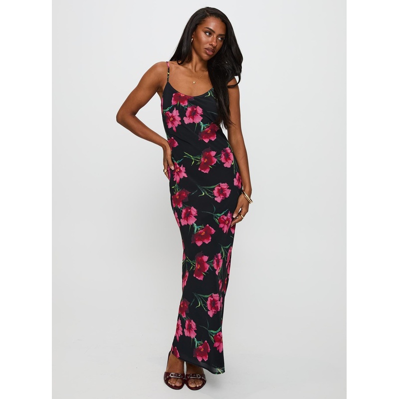 Emorie Bias Cut Maxi Dress Multi Floral