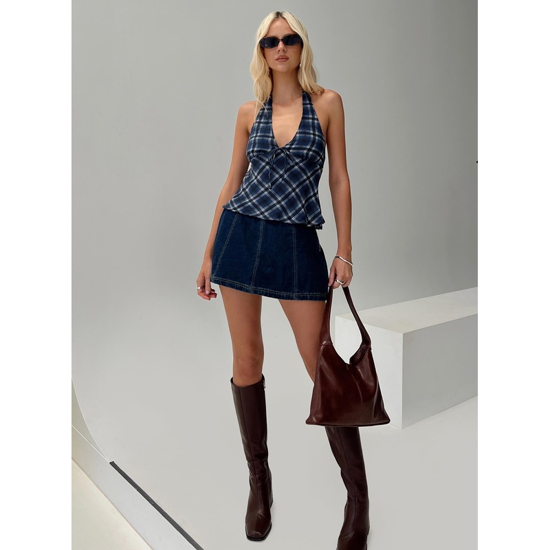 Lemoni Skort Denim Mid Wash Tall