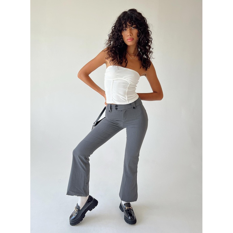 Yianna Low Waist Flare Pants Grey