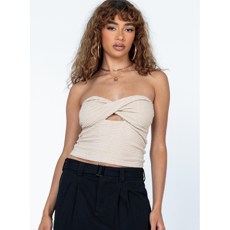 Jaynee Strapless Top Beige
