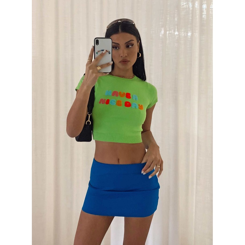 Karley Low Waist Mini Skirt Blue