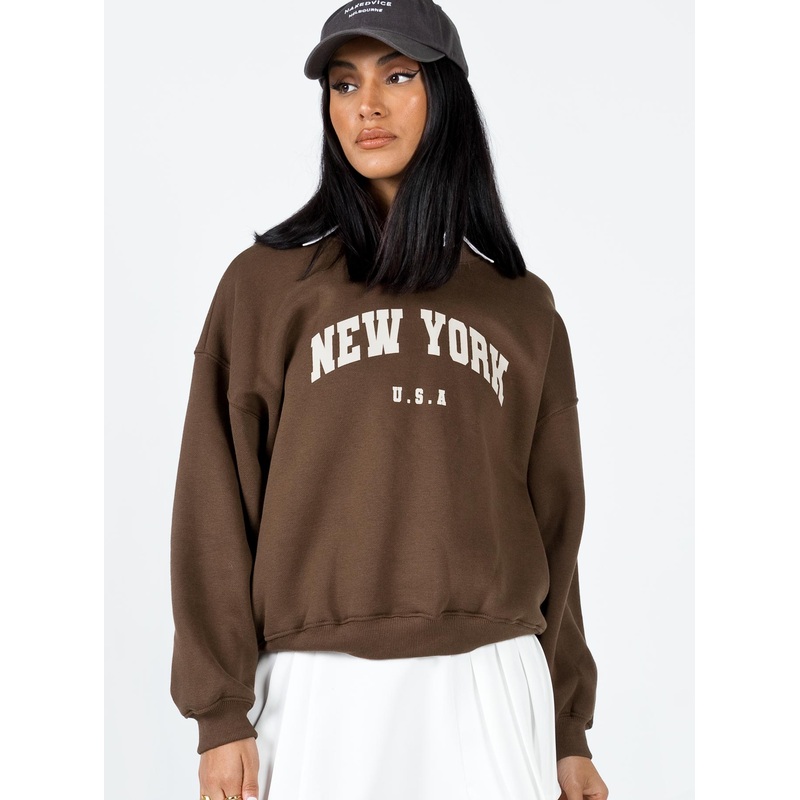 New York Crewneck Sweatshirt Brown