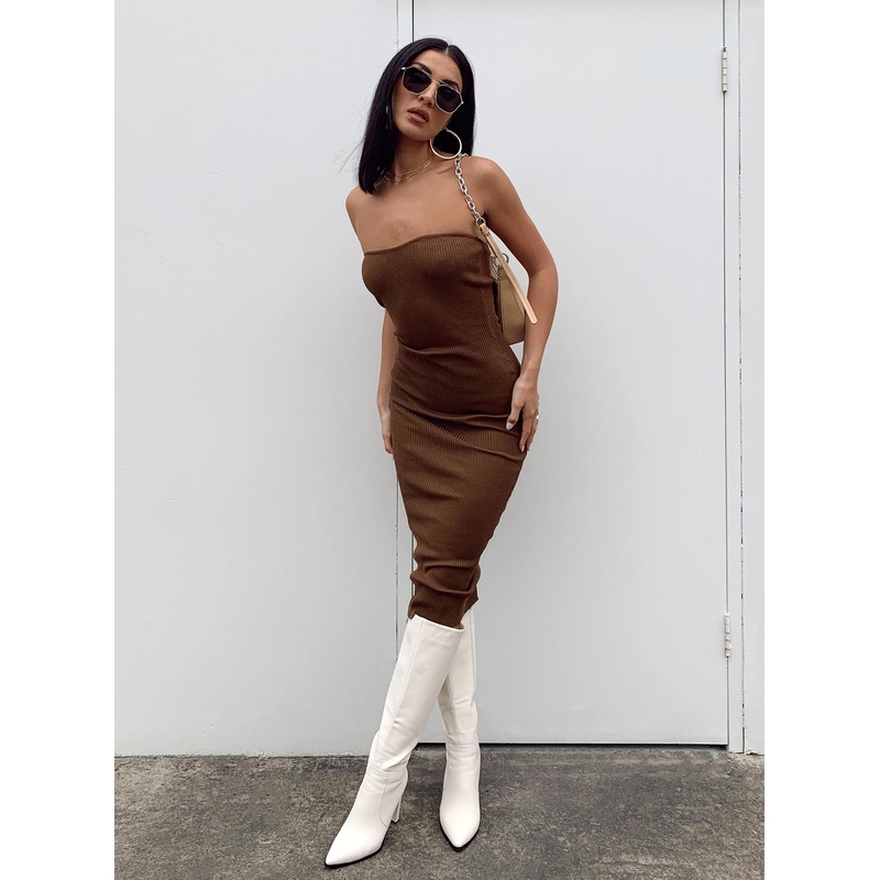 Paige Strapless Maxi Dress Brown