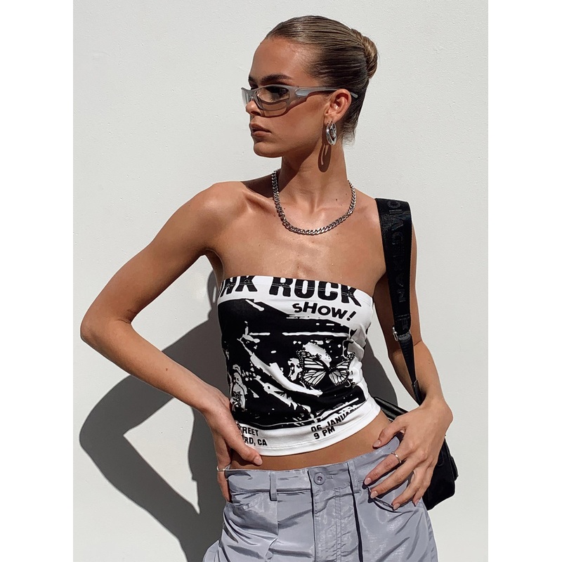 Punk Rock Strapless Top White