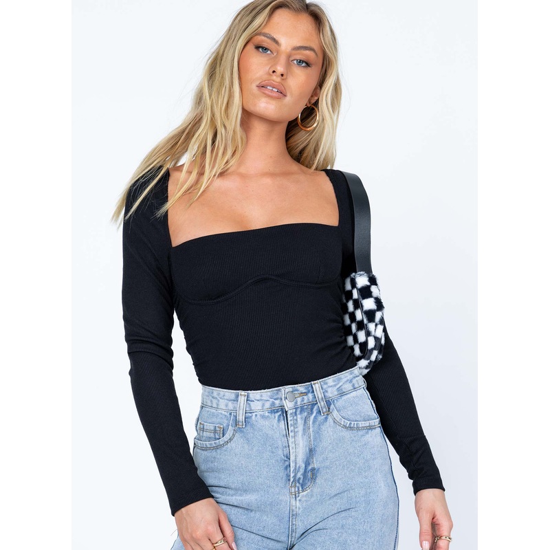 Sofia Long Sleeve Bodysuit Black