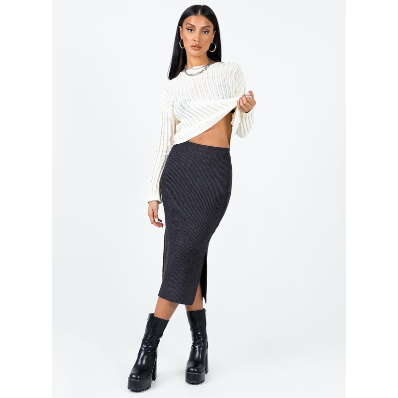 Zanna Midi Skirt Slate