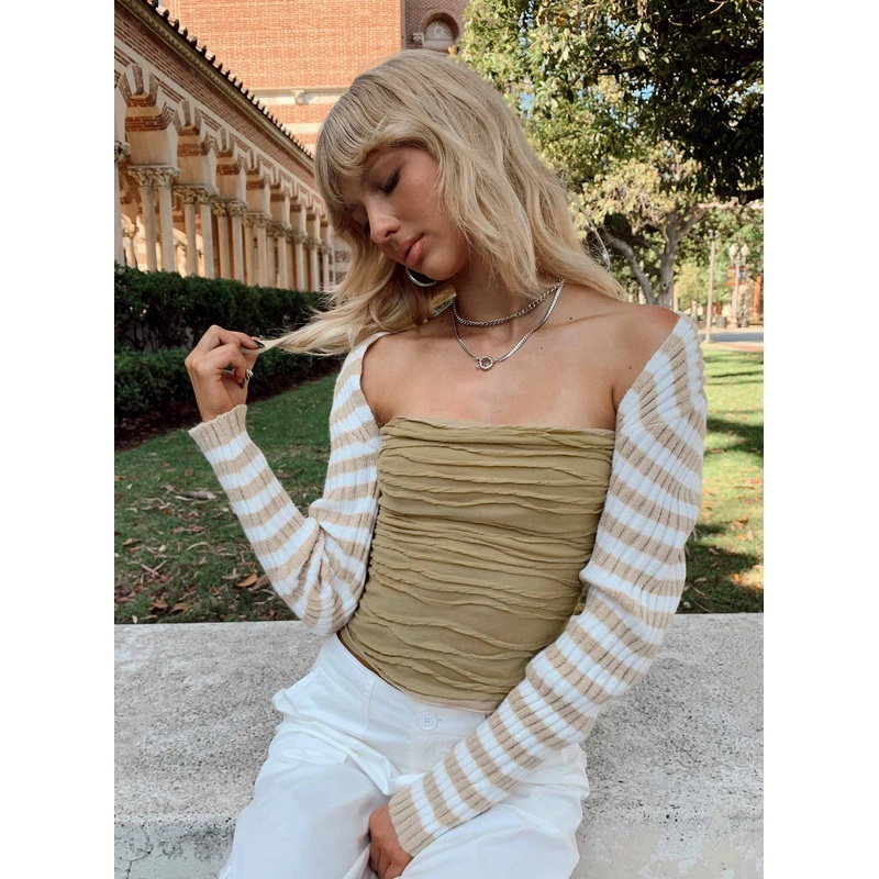 Aytan Bolero Sweater Beige/White