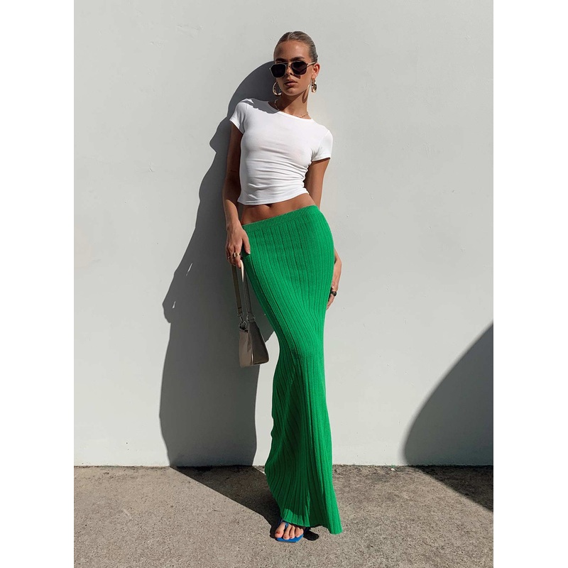 Belle Knit Maxi Skirt Apple Green