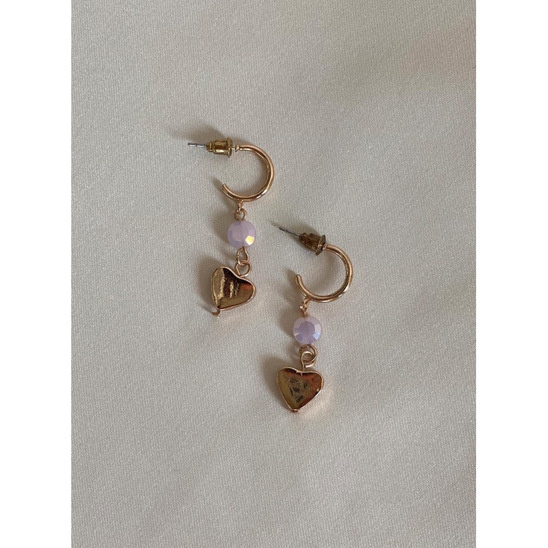 Deema Heart Drop Earrings Gold