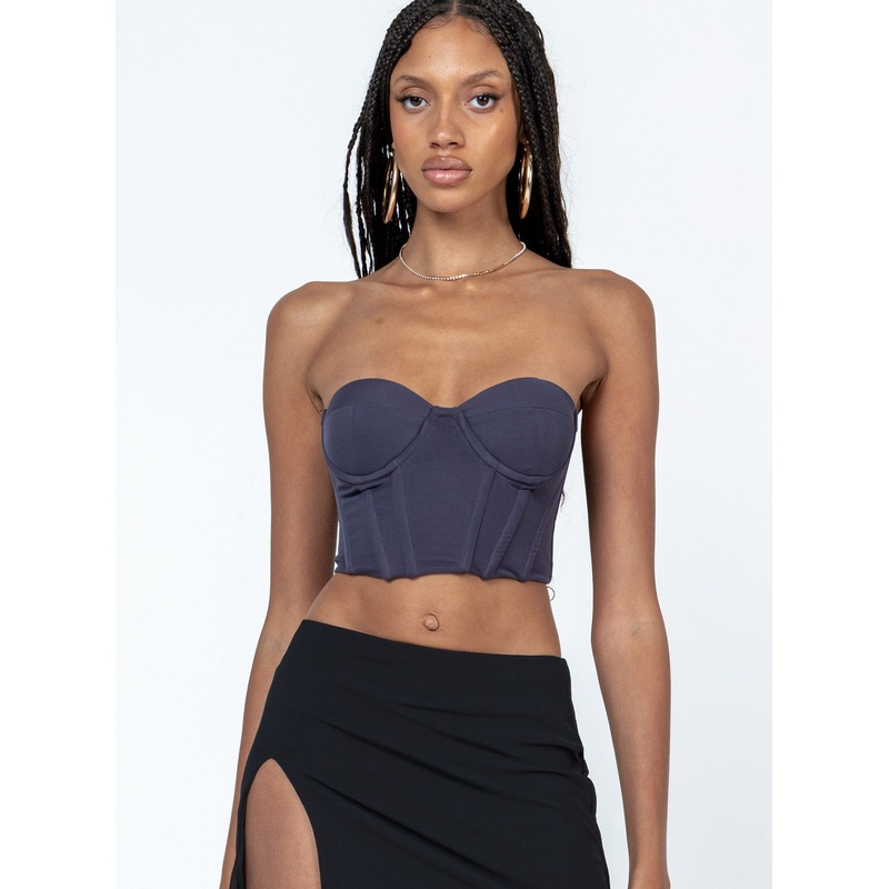 Endless Love Mesh Corset Top Slate