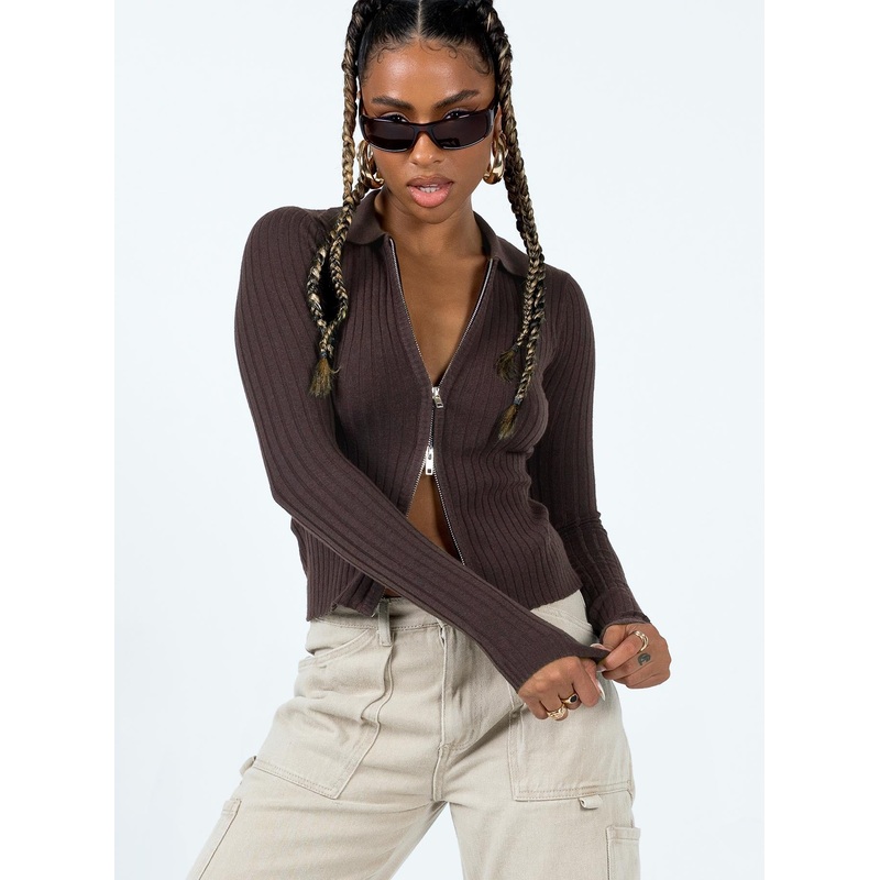 Meena Long Sleeve Top Chocolate