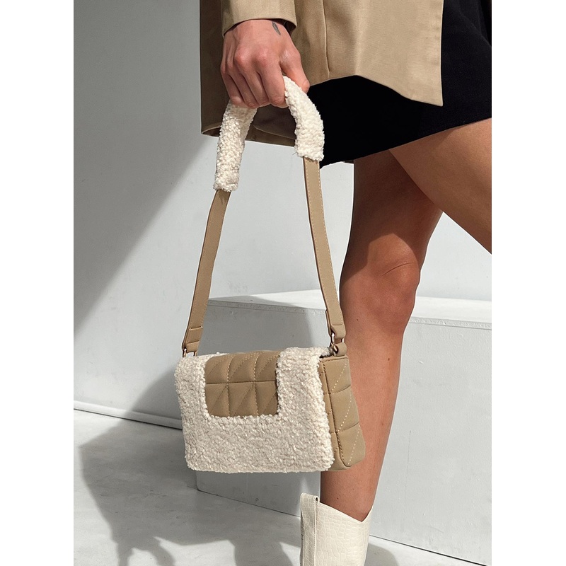 Natalya Sherpa Shoulder Bag Beige
