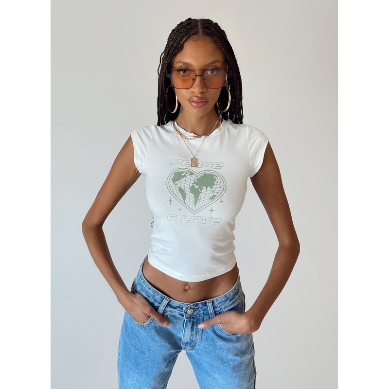 Peace and Love Longline Tee White